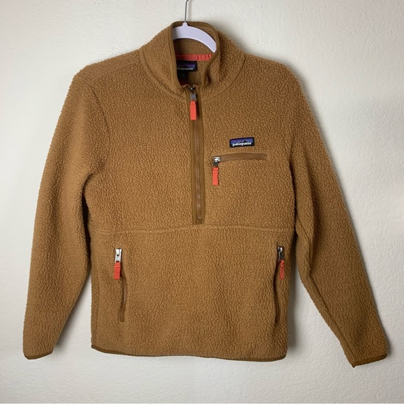 Patagonia Tops - Patagonia womens brown retro pile marsupial fleece pullover sweater XS